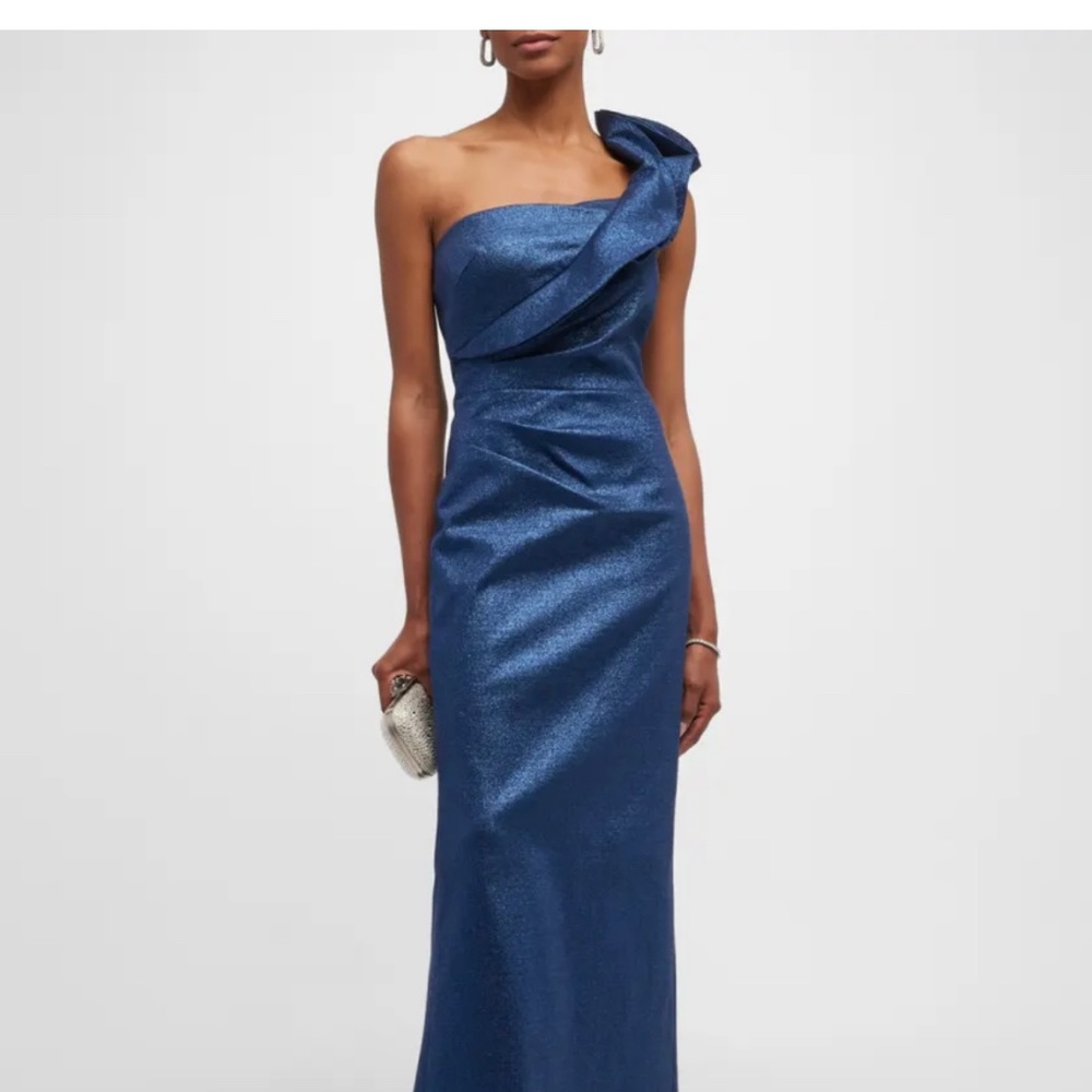 Teri Jon by Rickie Freeman size 8 blue metallic gown